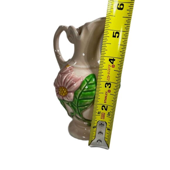 Vintage Hull Art Pottery Pink Green Gold Water Lily Flower Vase Ewer Pitcher - Picture 7 of 10
